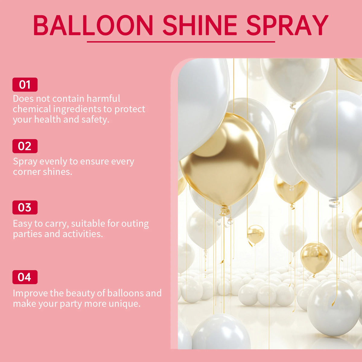 DOWMOO Balloon Shine Spray – High-Gloss Polish for Latex Balloons Balloon Polish Spray PLUSH
