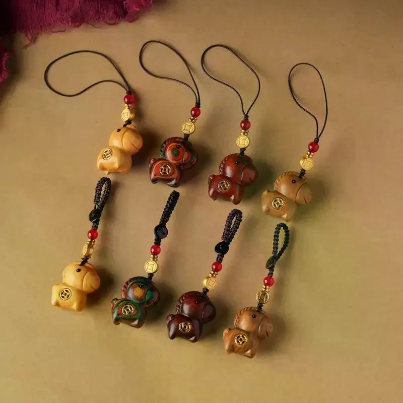 Sandalwood Horse Pendant Keychain – Lunar New Year Gift Pendant Keychain PLUSH