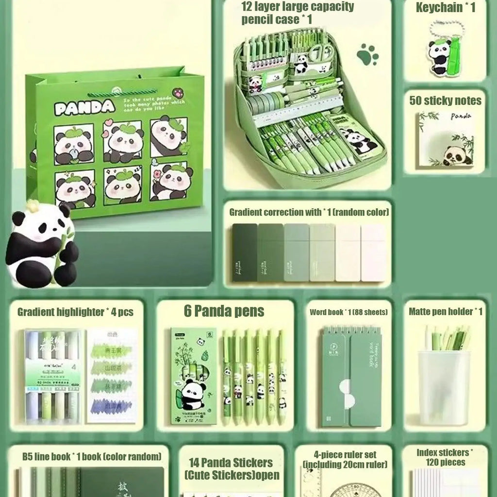 Panda Stationery Gift Set – Large Pencil Case & School Supplies Stationery Gift Set PLUSH
