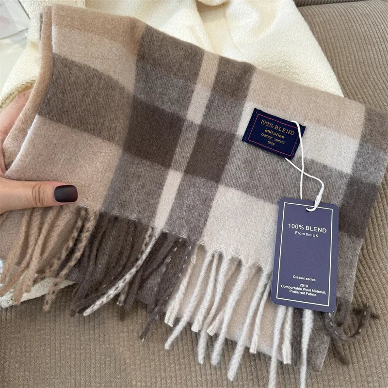 Classic Red Plaid Winter Scarf & Shawl – Women's & Men's Wrap Winter Scarf Shawl PLUSH coffee