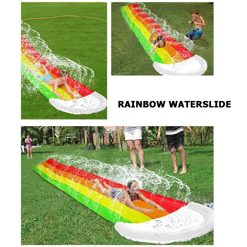 Rainbow Inflatable Water Slide – Backyard Slip & Slide Toy Outdoor Water Slide PLUSH