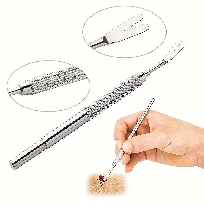 Stainless Steel Tick & Flea Remover for Cats & Dogs | 1-2pcs Pet Tick Remover PLUSH
