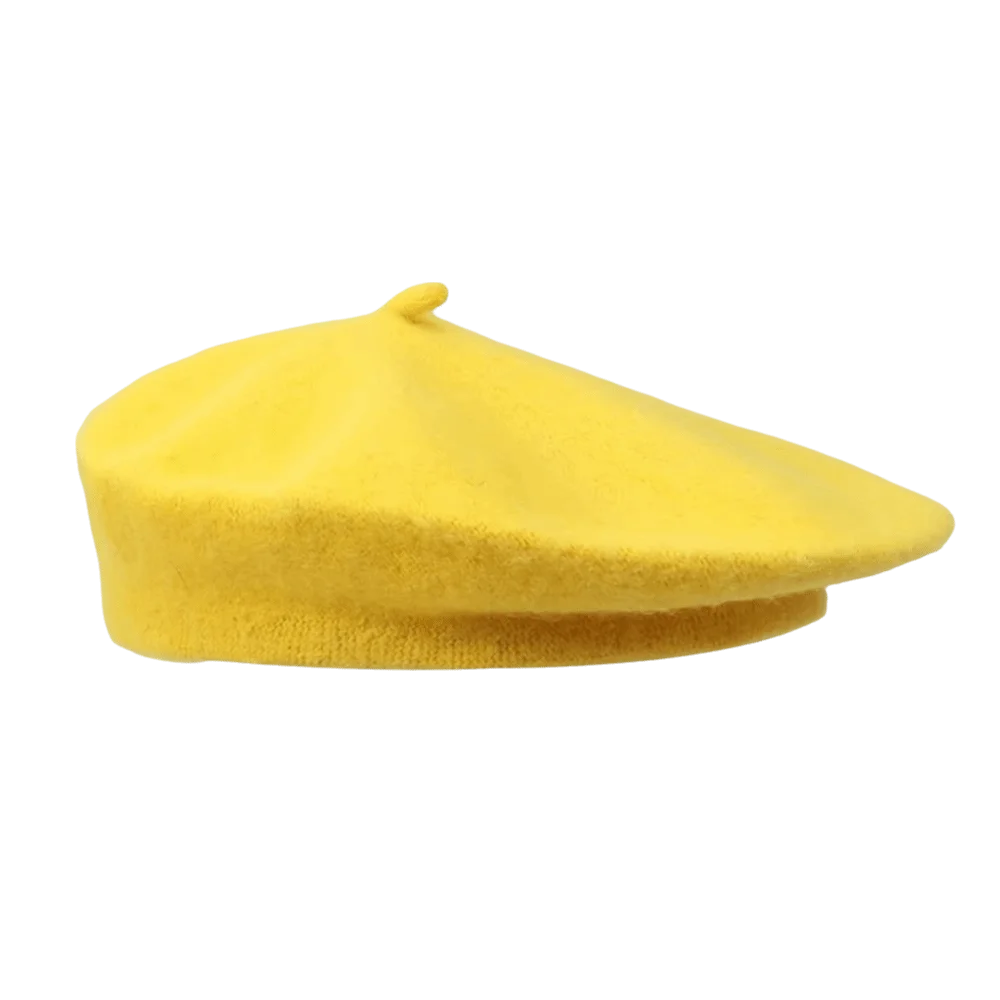 Knitted Beret Hat – Korean Y2K Solid Color Painter Cap Knitted Beret Hat PLUSH Yellow