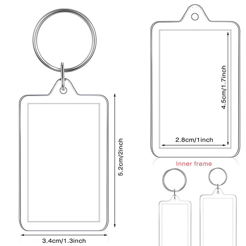 Clear Acrylic Photo Keychain Blank with Split Ring – DIY Gift Keychain Blank PLUSH 5.2x3.4cm 20PCS