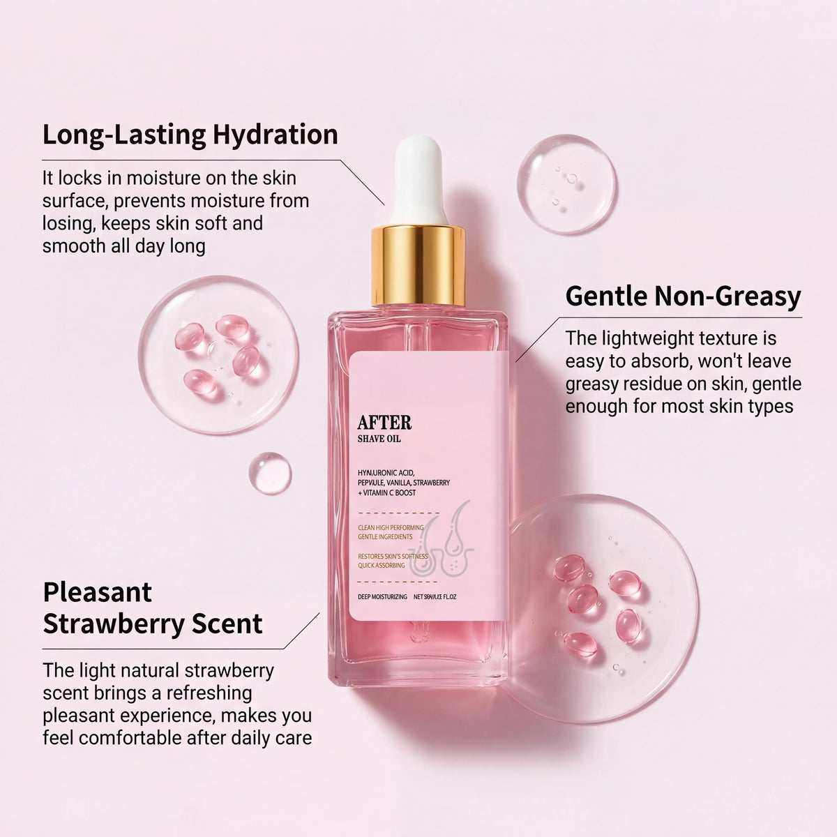 Strawberry Vanilla After Shave Oil for Women – Hydrating Serum After Shave Oil PLUSH