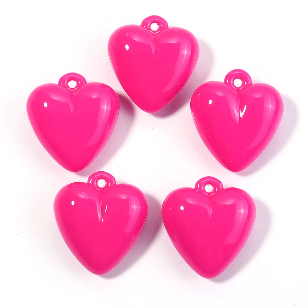 5pcs Colorful Acrylic Heart Charms Pendants 32x35mm DIY Jewelry Jewelry Charms PLUSH Rose Red