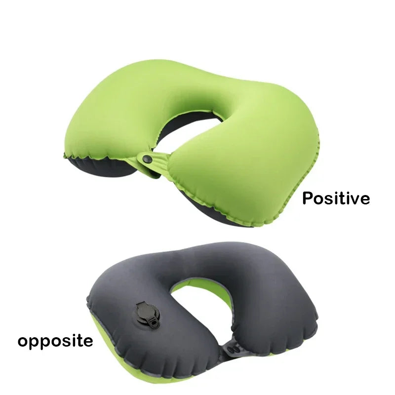 Inflatable Travel Neck Pillow for Airplane & Car | QWC Inflatable Travel Pillow PLUSH Light green