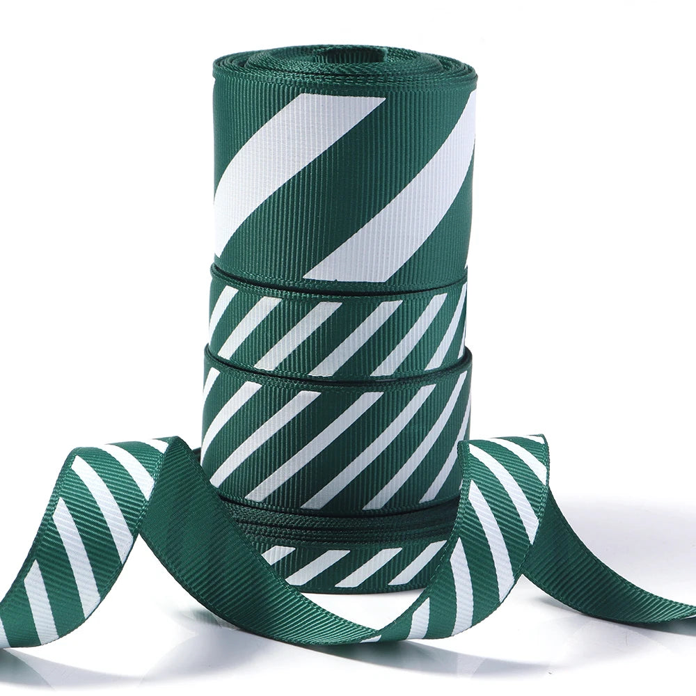 Green White Stripe Christmas Ribbon 5–10 Yds | DIY Craft Craft Ribbon PLUSH