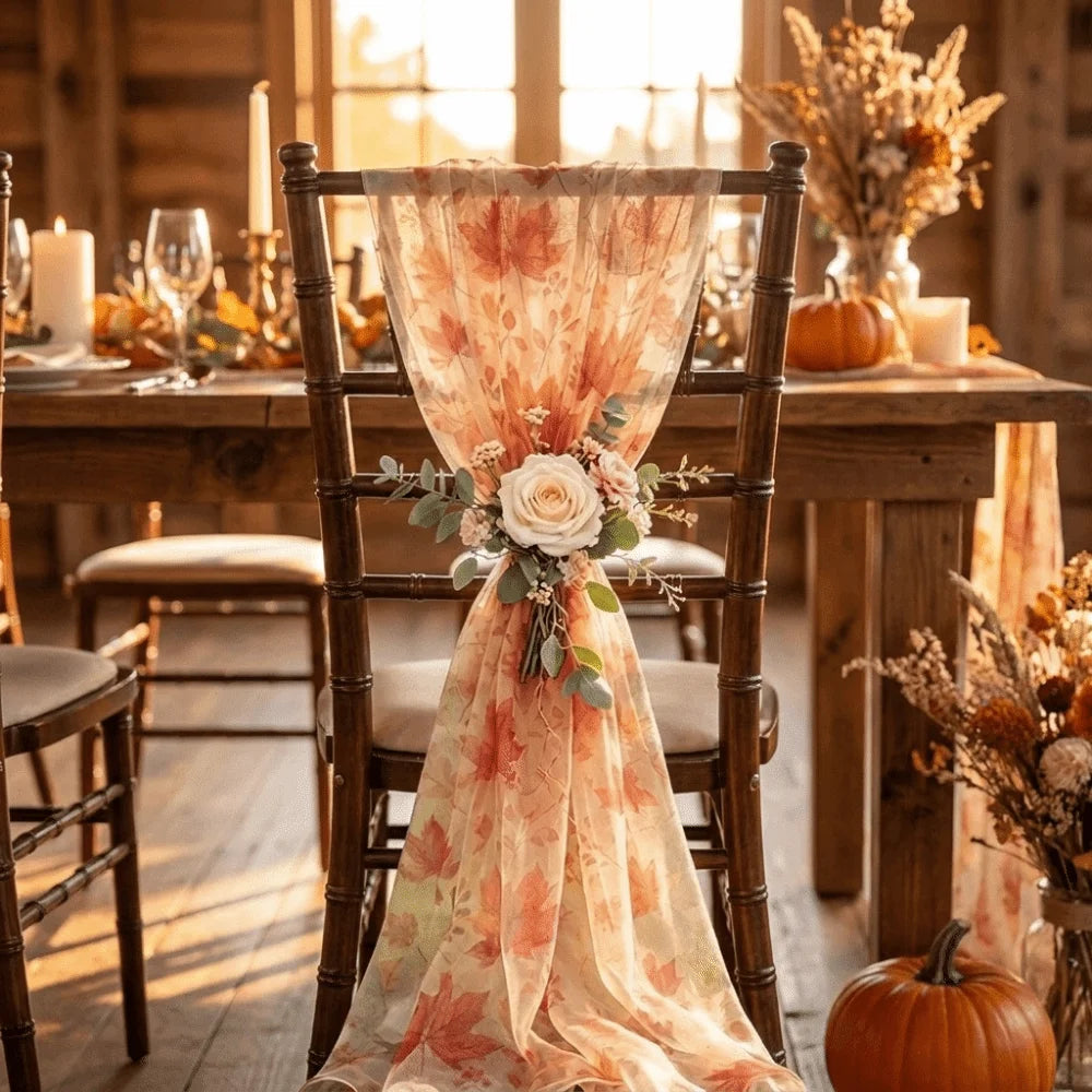Maple Leaf Tulle Table Runner – Sheer Fall Farmhouse Decor Table Runner PLUSH
