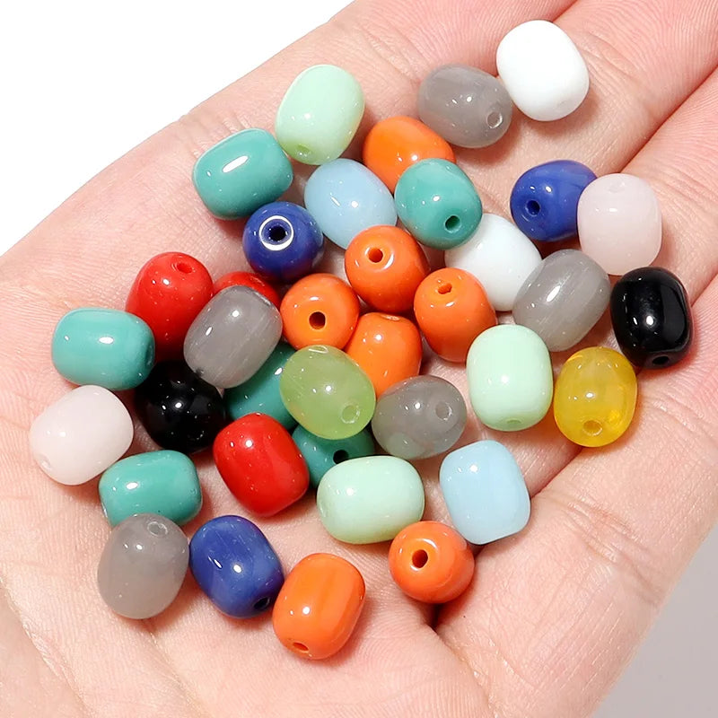 30pcs Barrel Glass Spacer Beads 10x8mm Multicolor DIY Jewelry Glass Spacer Beads PLUSH