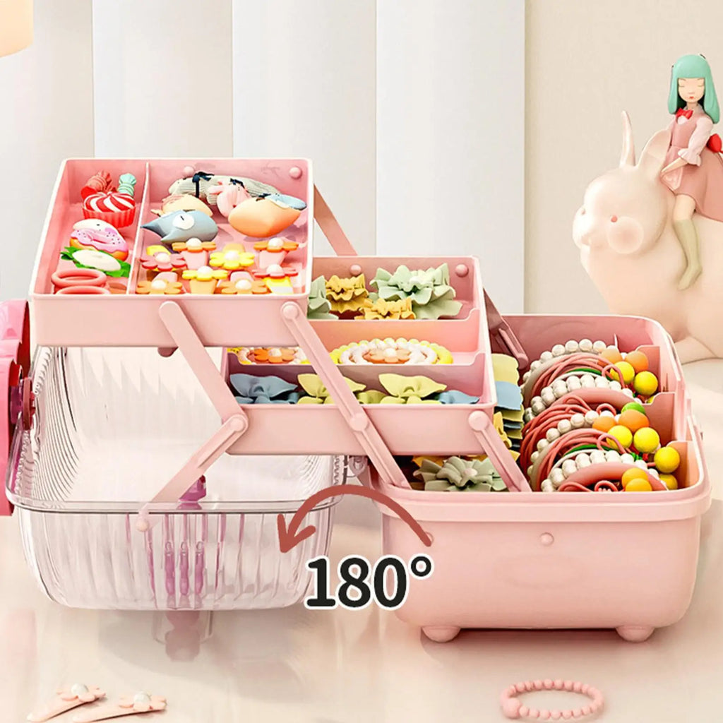 Girls Multi-Layer Hair Accessories & Jewelry Storage Box Hair Accessories Organizer PLUSH