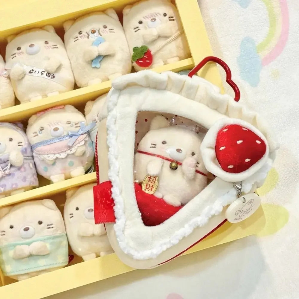 Transparent Strawberry Cake Bag Charm PVC Mini Display Pouch Bag Charm Pouch PLUSH