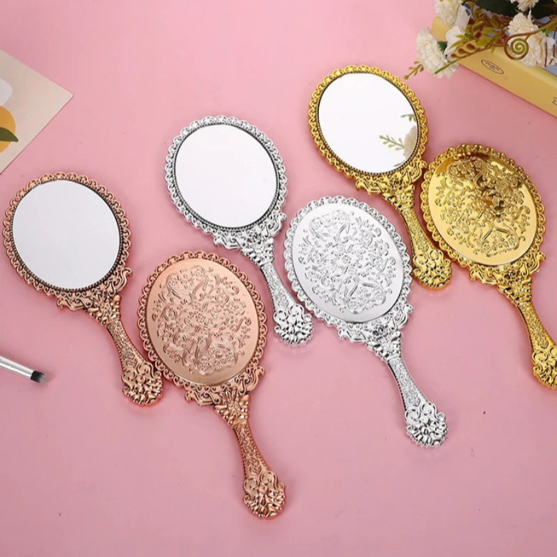 Vintage Handheld Makeup Mirror – Portable Round Cosmetic Mirror Handheld Makeup Mirror PLUSH