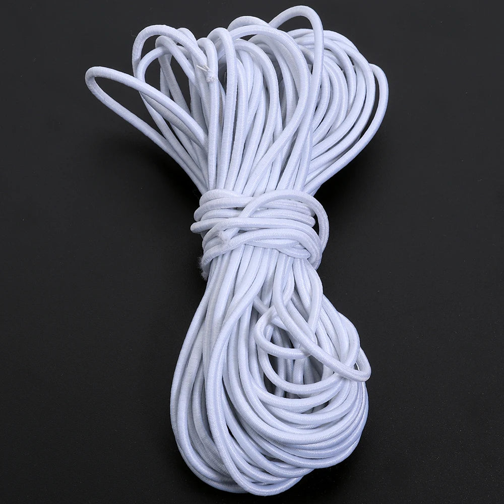 10m Round Elastic Cord Stretch String for DIY Sewing & Crafts Elastic Sewing Cord PLUSH White 3mm
