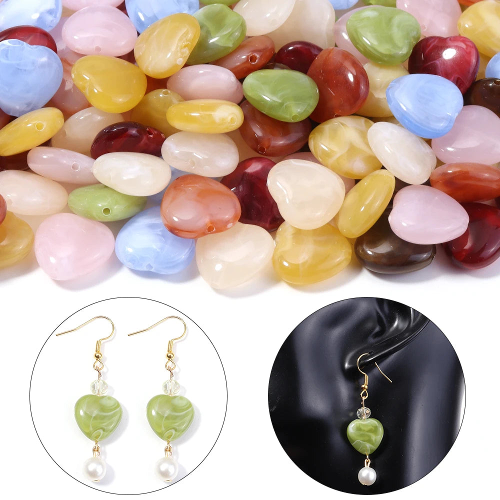 30pcs Dual Color Heart Acrylic Spacer Beads – DIY Jewelry Acrylic Spacer Beads PLUSH