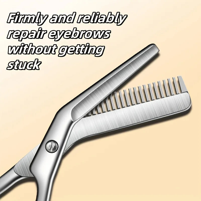 Stainless Steel Eyebrow Scissors with Comb | Hypoallergenic Eyebrow Grooming Scissors PLUSH
