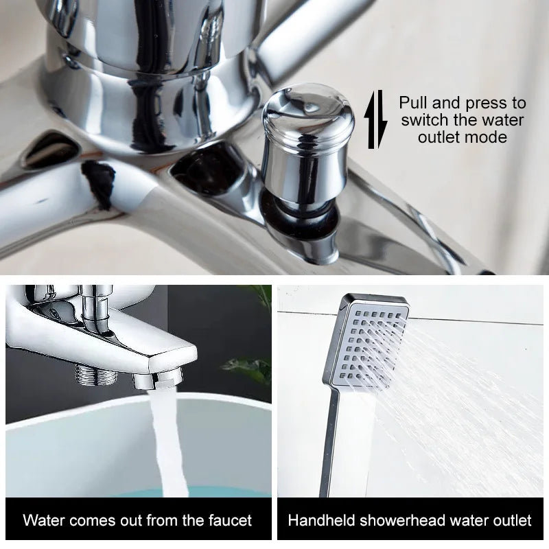 Wall Mounted Waterfall Bathtub Faucet Chrome Brass Single Handle Bathtub Faucet PLUSH