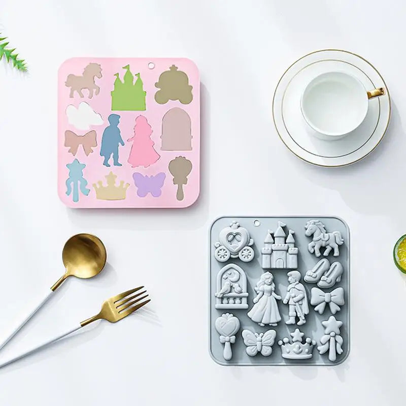 12-Cavity Princess Castle Silicone Mold – Fondant & Chocolate Silicone Baking Mold PLUSH