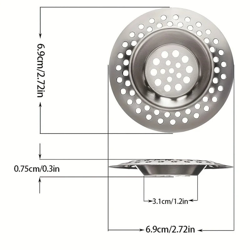Stainless Steel Bowl Drain Cover – Sink & Bathtub Hair Catcher Drain Cover Strainer PLUSH