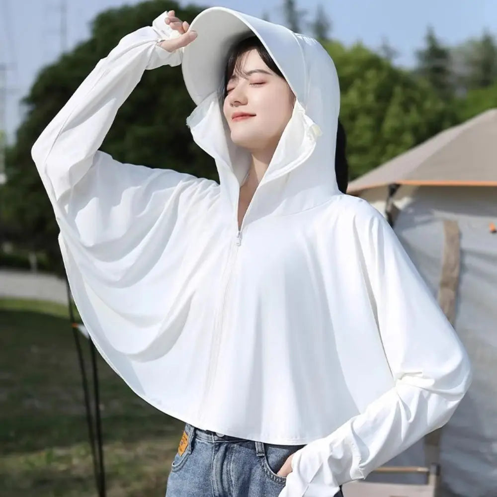 Women's UV Protection Ice Silk Hoodie – Sun Cover Jacket Sun Protection Hoodie PLUSH