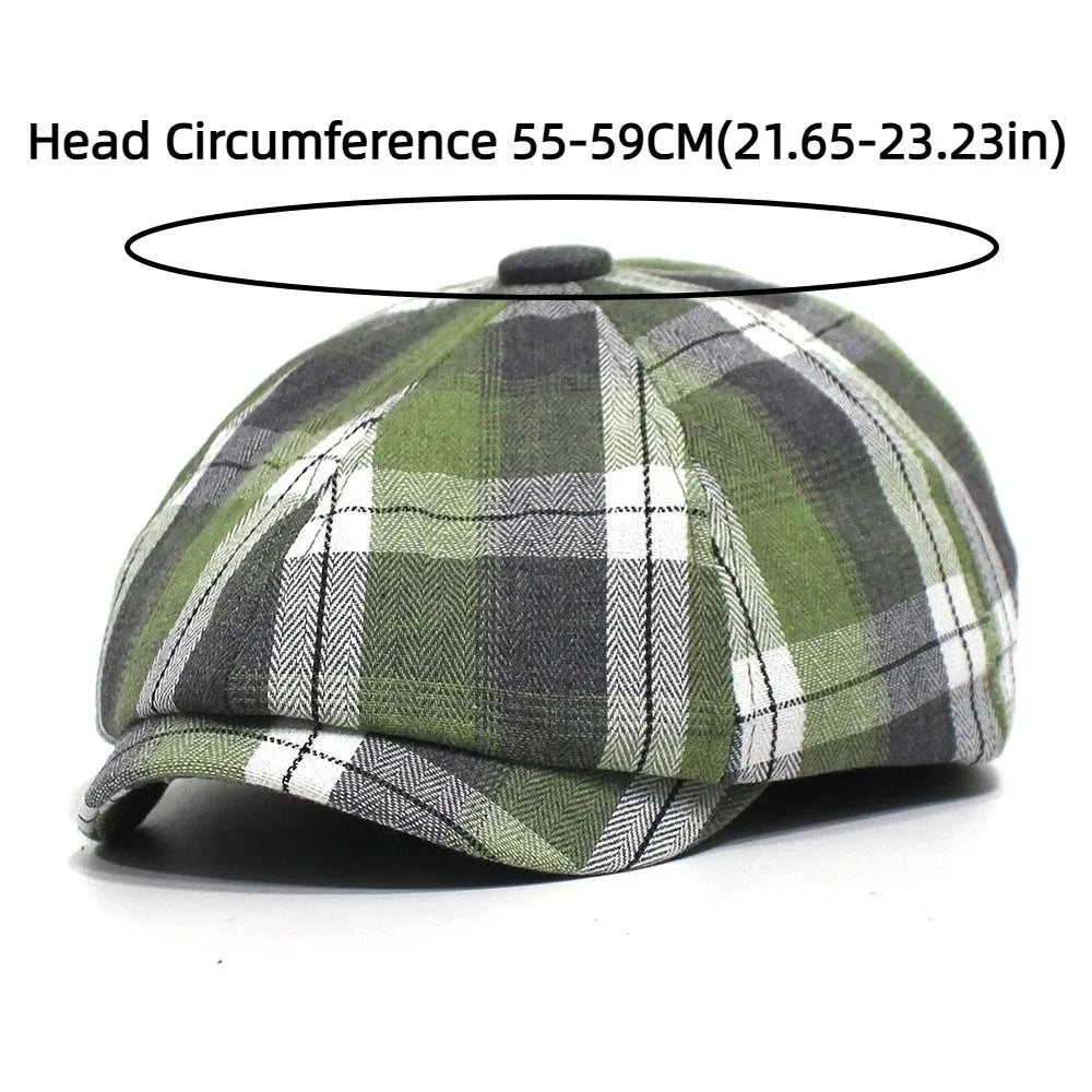 Women's Plaid Newsboy Beret Cap – Lightweight Octagonal Hat Newsboy Beret Cap PLUSH
