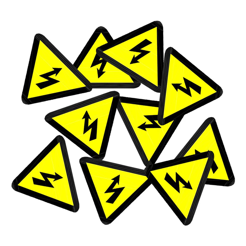 50pcs High Voltage Warning Stickers – Yellow Triangle Labels Electrical Warning Labels PLUSH