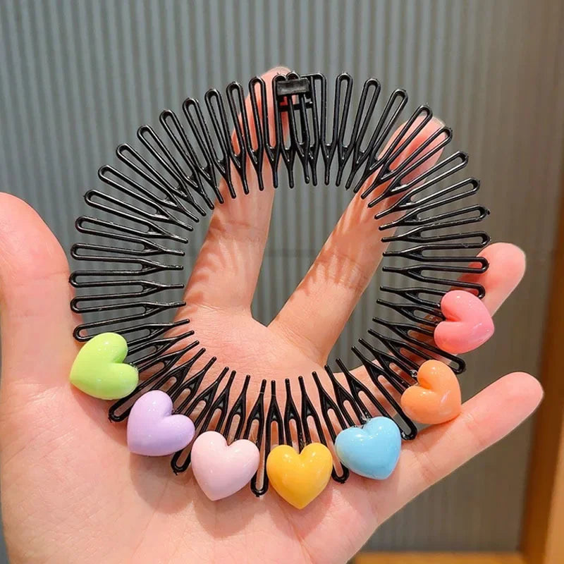 Y2K Star Heart Colorful Hair Comb Clips – Girls Hair Accessories Hair Comb Clip PLUSH love heart