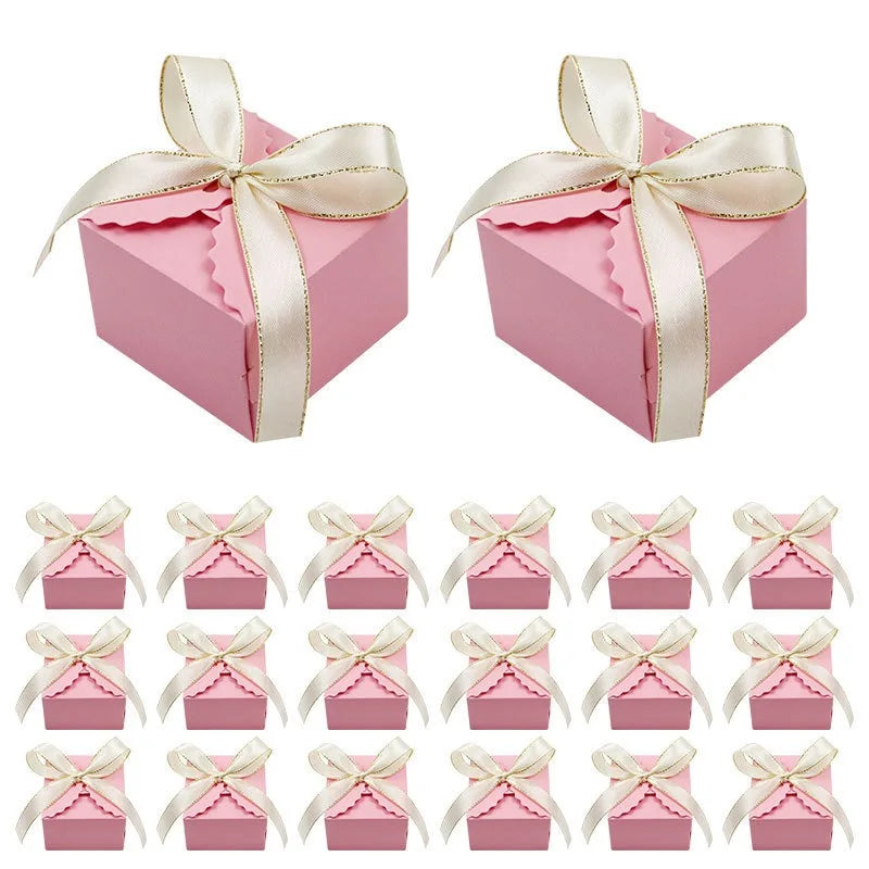 Kraft Paper Gift Boxes with Ribbon 10/20pcs – Party Favors Party Favor Boxes PLUSH Pink 20PCS