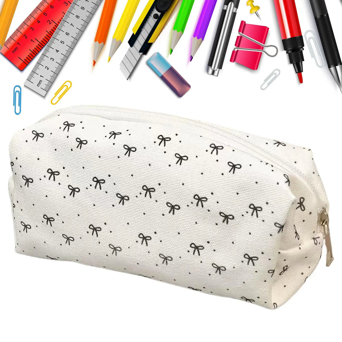 Large Capacity Bowknot Pencil Case – Portable Stationery Pouch Pencil Case PLUSH