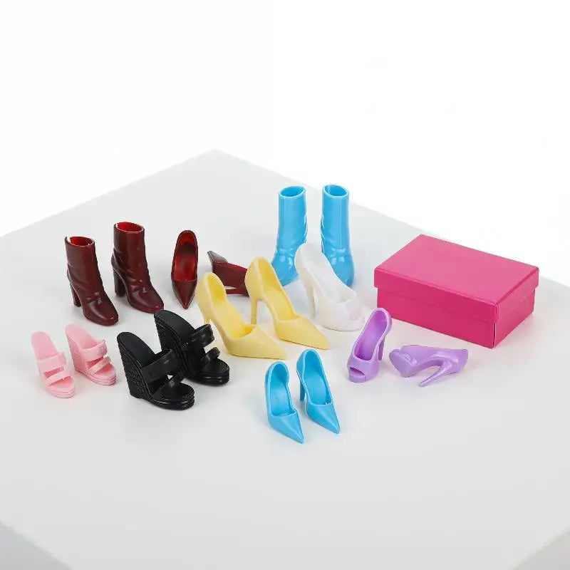 4 Pairs 1/12 Doll High Heel Ankle Boots – Miniature Fashion Shoes Doll Shoe Accessories PLUSH