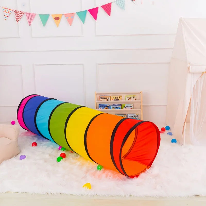 Kids Colorful Crawl Tunnel – Breathable Mesh Indoor Outdoor Play Kids Play Tunnel PLUSH