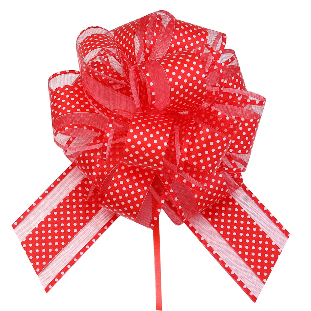 2pcs Polka Dot Pull Bow Ribbons 15cm – Gift Wrap Decoration Gift Wrap Bow PLUSH Red