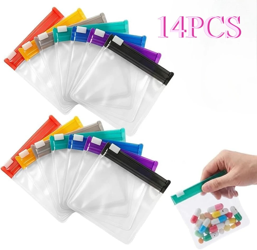 Reusable Zippered Pill Pouch Bags – Travel Medicine Organizer Pill Organizer Pouches PLUSH 14PCS