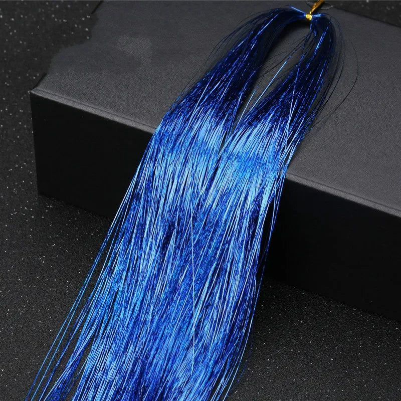 120 Strands Rainbow Hair Tinsel Sparkle Silk Extensions 100cm Hair Tinsel Extensions PLUSH NO.17