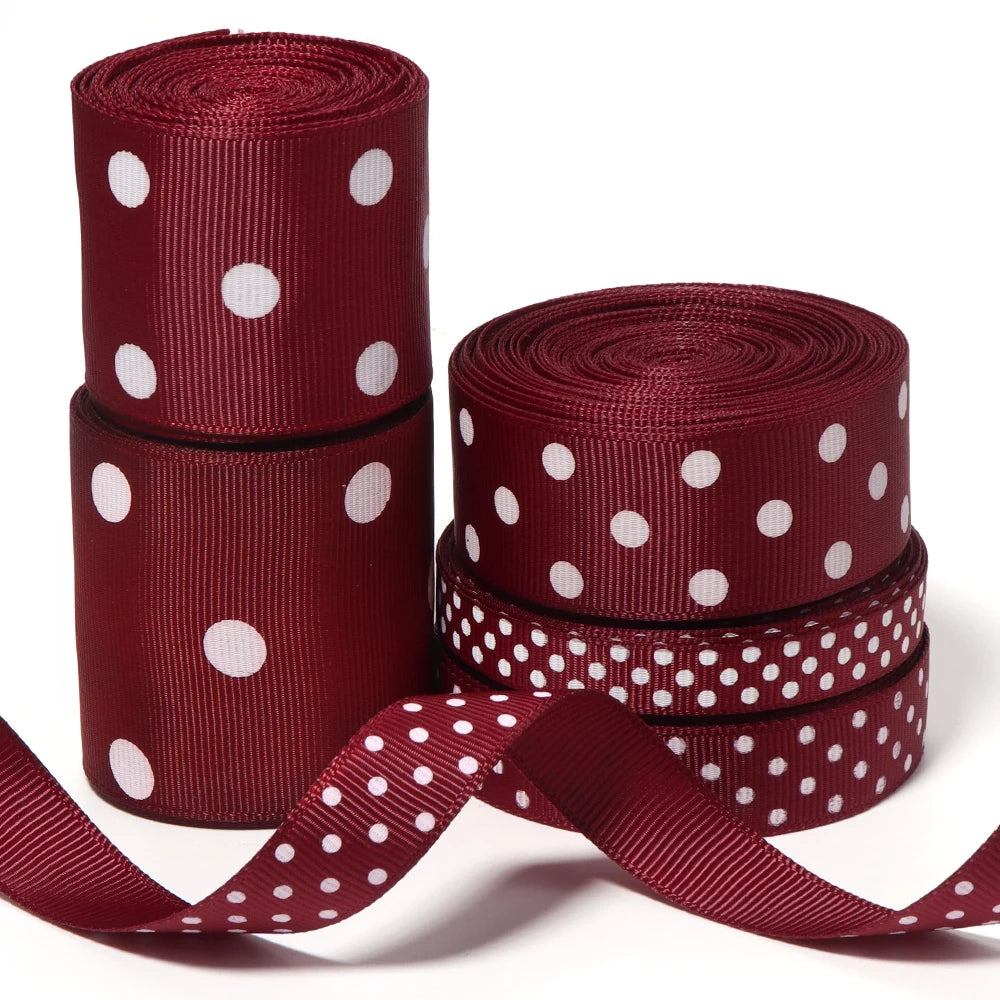 Wine Red Polka Dot Grosgrain Ribbon – Hair Bows & Gift Wrap Grosgrain Ribbon PLUSH