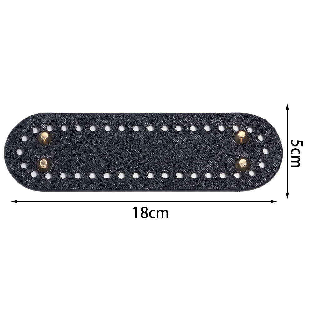 PU Leather Bag Base with Rivets – DIY Handbag Bottom Pad Bag Making Accessory PLUSH black 5X18cm