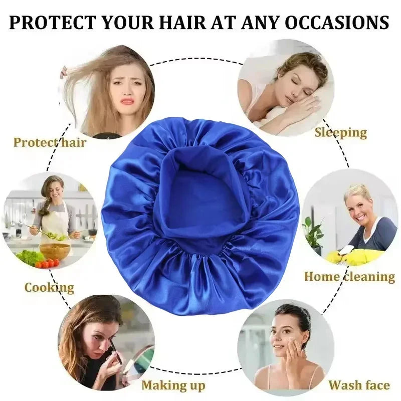 Satin Silk Sleep Bonnet – Large Hair Wrap Cap for Long Hair Satin Sleep Bonnet PLUSH
