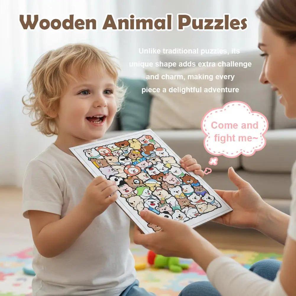 Wooden Cat Animal Puzzle – 50-Piece Irregular Laser-Cut Wood Wooden Jigsaw Puzzle PLUSH