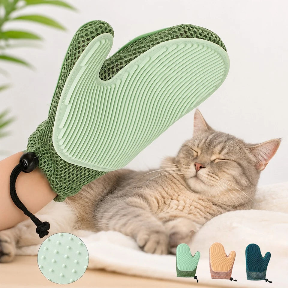 Double Sided Pet Grooming Glove – Dog & Cat Deshedding Pet Grooming Glove PLUSH