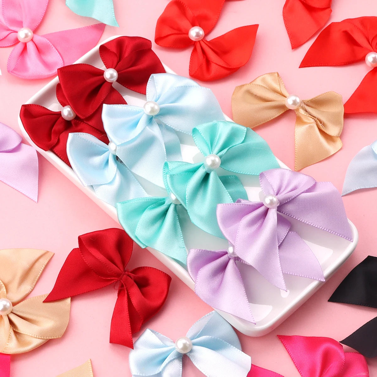 20pcs Satin Ribbon Bows 5.5x6cm – DIY Craft Decoration Satin Ribbon Bows PLUSH
