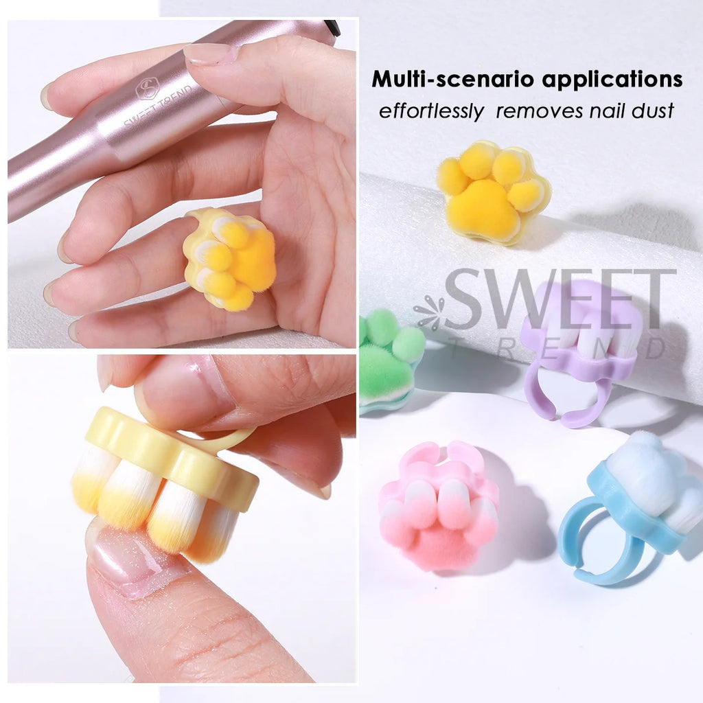 2pcs Cat Claw Finger Nail Brush – Soft Bristle Dust Removal Nail Cleaning Brush PLUSH