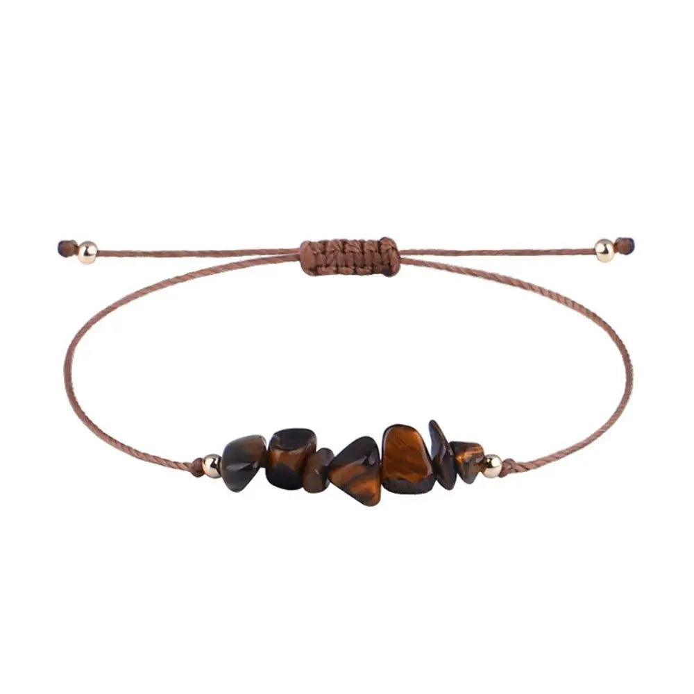Amethyst Crystal Gravel Woven Rope Boho Bracelet for Women Boho Stone Bracelet PLUSH Amber