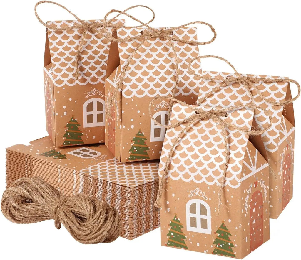 Christmas House Gift & Candy Boxes – Holiday Party Favor Set Holiday Gift Boxes PLUSH