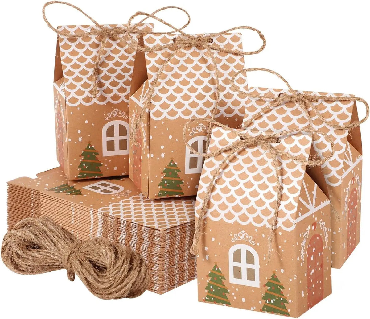 Christmas House Gift & Candy Boxes – Holiday Party Favor Set Holiday Gift Boxes PLUSH