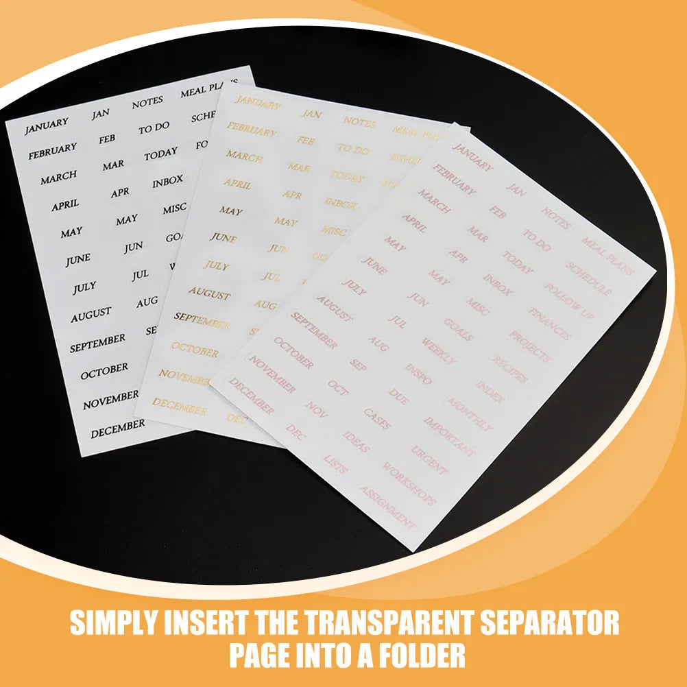 A5 Index Divider Tabs 6-Hole Clear PP Binder + Monthly Stickers Binder Divider Tabs PLUSH