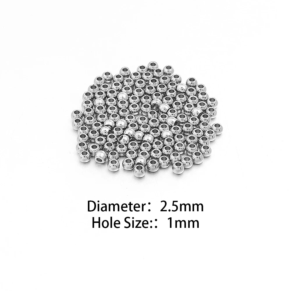 Silver Stainless Steel Big Hole Spacer Beads – DIY Jewelry