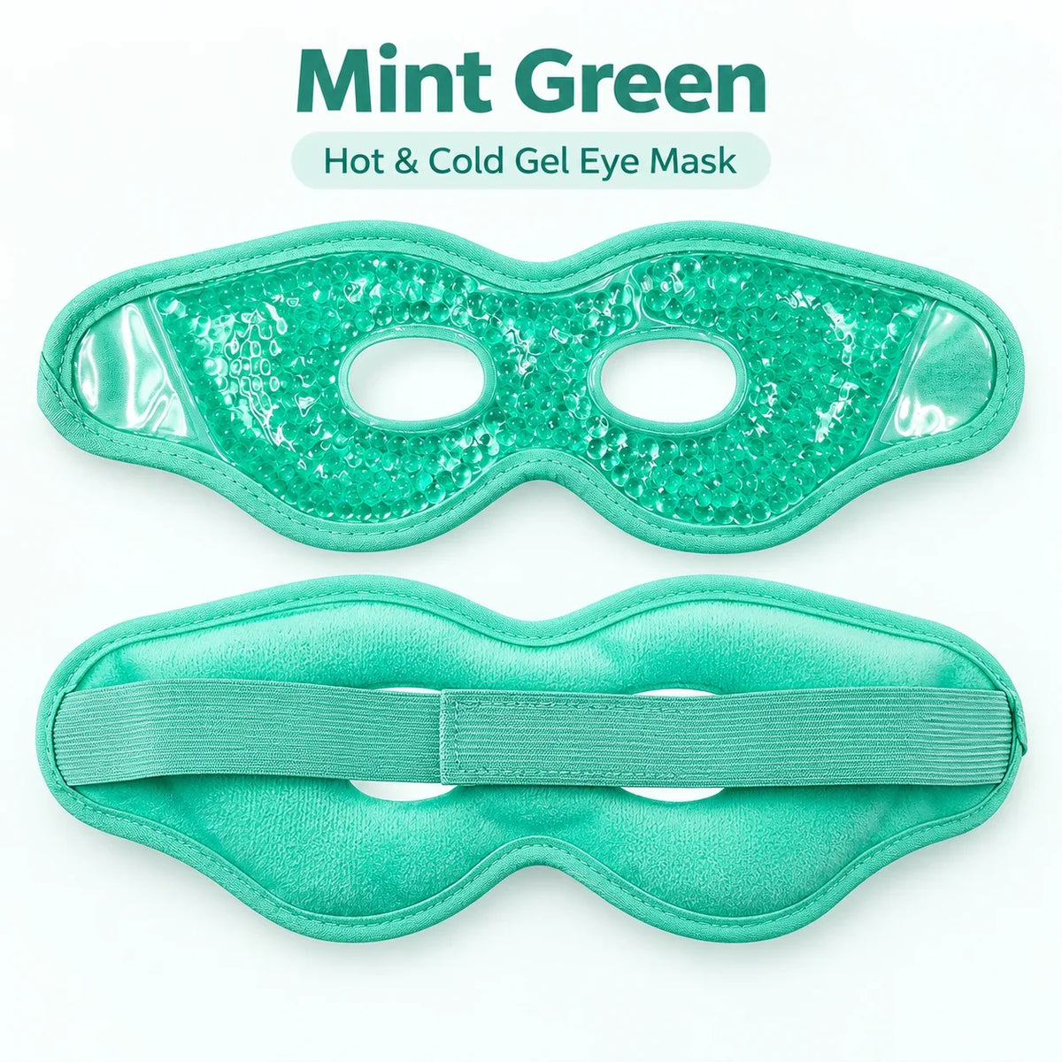 Reusable Hot Cold Gel Bead Eye Mask with Holes – Plush Compress Gel Eye Mask PLUSH Green