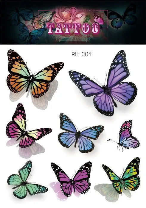 Purple Fairy Butterfly Glitter Temporary Tattoo Stickers