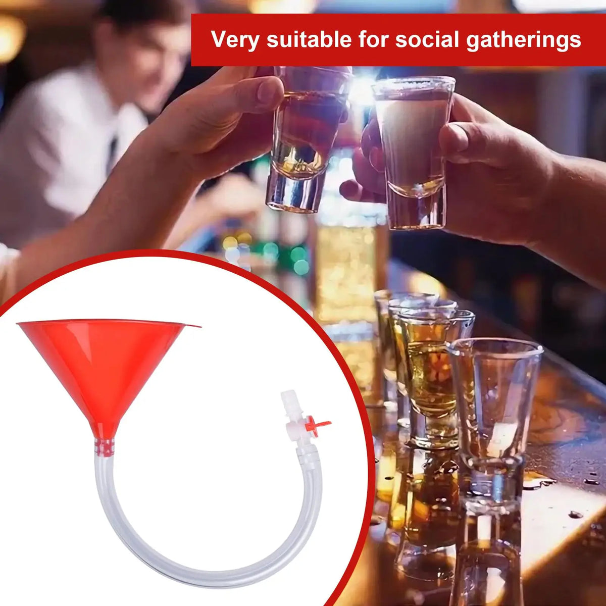 Beer Funnel with Hose & Valve – Reusable Party Drinking Funnel Beer Drinking Funnel PLUSH