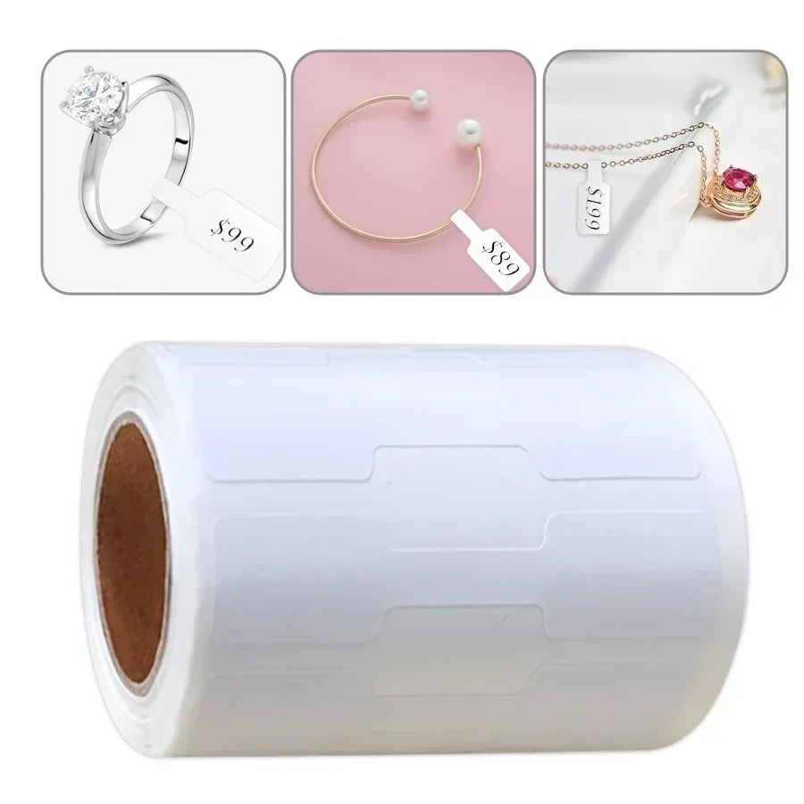 500pcs Self-Adhesive Jewelry Price Tags Roll | Rectangle Labels Jewelry Price Tags PLUSH